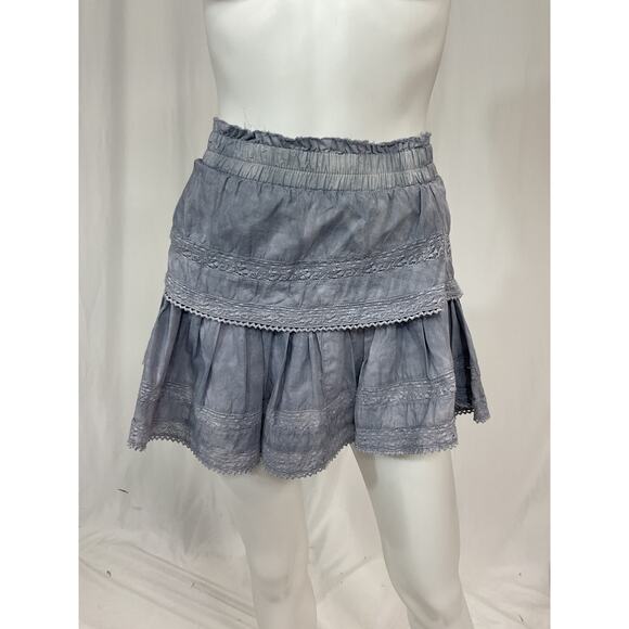 Loveshackfancy 'Ruffle' Blue Lace Trim Mini Skirt Size XS - Picture 2 of 5